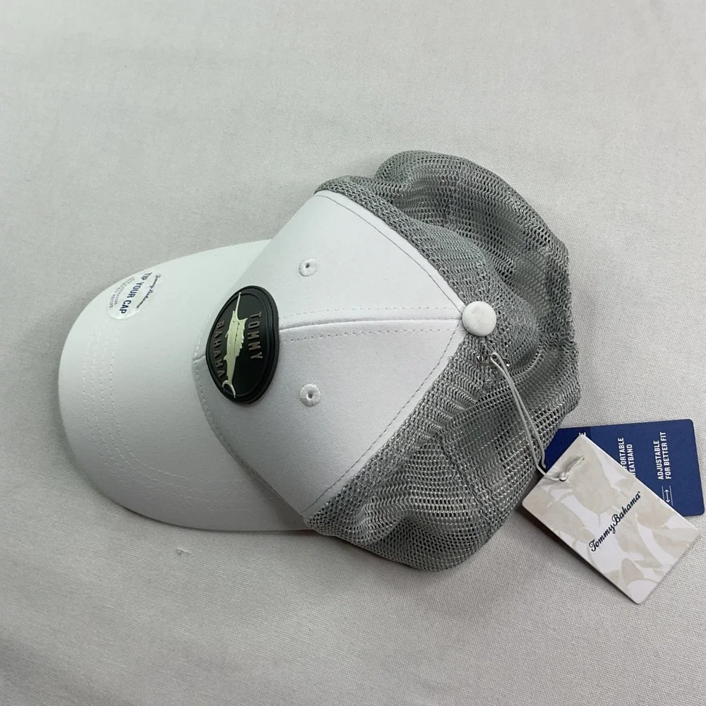 Tommy Bahama Hat Cap Mens Marlin Logo Trucker White Grey Snapback Cap NWT